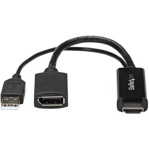 StarTech.com HDMI to DisplayPort Adapter - 4K 30Hz - HDMI to DisplayPort Converter - Compact HDMI to DP Adapter - USB-Powered - 1 Pack - 1 x 19-pin HDMI Digital Audio/Video - Male - 1 x 20-pin DisplayPort Digital Audio/Video - Female, 1 x Powered USB Type IM3066483