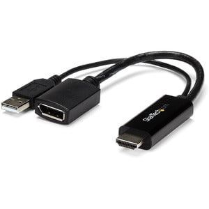 StarTech.com HDMI to DisplayPort Adapter - 4K 30Hz - HDMI to DisplayPort Converter - Compact HDMI to DP Adapter - USB-Powered - 1 Pack - 1 x 19-pin HDMI Digital Audio/Video - Male - 1 x 20-pin DisplayPort Digital Audio/Video - Female, 1 x Powered USB Type IM3066483