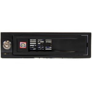 StarTech.com HSB100SATBK Drive Bay Adapter for 5.25" SATA/600 - Serial ATA/600 Host Interface Internal - Black - 1 x HDD Supported - 1 x Total Bay - 1 x 3.5" Bay - Aluminium IM1594313