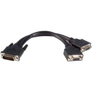 StarTech.com LFH 59 Male to Dual Female VGA DMS 59 Cable - 20.32 cm Video Cable for Monitor, Graphics Card - First End: 2 x 15-pin HD-15 - Female - Second End: 1 x 59-pin DMS-59 - Male - Nickel Plated Connector - Black - 1 IM1598767