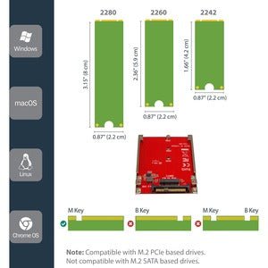 StarTech.com M.2 Drive to U.2 (SFF-8639) Host Adapter for M.2 PCIe NVMe SSDs IM3715552
