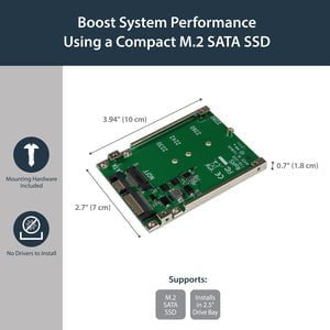 StarTech.com M.2 NGFF SSD to 2.5in SATA SSD Converter - 1 x SSD Supported - 1 x Total Bay - Steel IM2590168