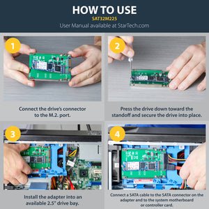StarTech.com M.2 NGFF SSD to 2.5in SATA SSD Converter - 1 x SSD Supported - 1 x Total Bay - Steel IM2590168