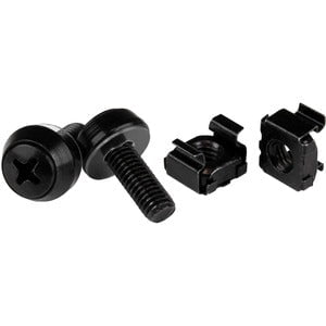 StarTech.com M6 x 12mm - Screws and Cage Nuts - 100 Pack, Black - M6 Mounting Screws & Cage Nuts for Server Rack & Cabinet - Rack Screw, Cage Nut - 12 mm - Square - Square - Steel - Black - 100 / Pack - TAA Compliant IM3066479