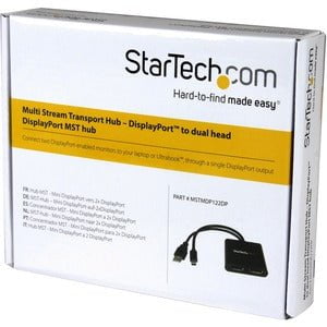 StarTech.com Mini DisplayPort to DisplayPort Multi-Monitor Splitter - 2-Port MST Hub - 60 Hz - 30 Hz to 60 Hz - 3840 × 2160 - 2 m Maximum Operating Distance - DisplayPort - USB - Plastic IM2962756