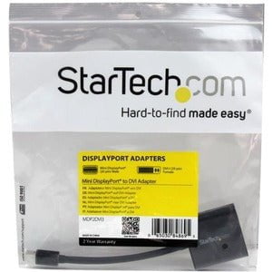 StarTech.com Mini DisplayPort to DVI Adapter, Mini DP to DVI-D Single Link Converter, 1080p Video, Passive, mDP 1.2 to DVI Monitor/Display - 1 Pack - 1 x 20-pin Mini DisplayPort Digital Audio/Video - Male - 1 x 29-pin DVI-I Digital Video - Female - Black IM2410877