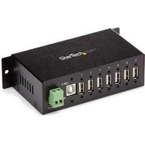 StarTech.com Mountable Rugged Industrial 7 Port USB 2.0 Hub - USB Type B - External - 7 USB Port(s) - 7 USB 2.0 Port(s) - PC, Mac - TAA Compliant IM1609726