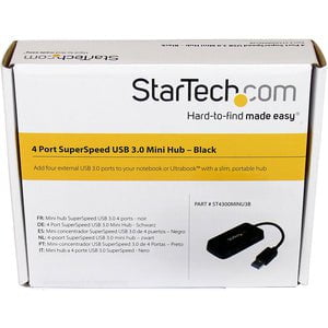 StarTech.com Portable 4 Port SuperSpeed Mini USB 3.0 Hub - 5Gbps - Black - USB - External - 4 USB Port(s) - 4 USB 3.0 Port(s) - PC, Mac IM2463150