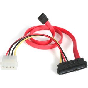 StarTech.com S18in SAS 29 Pin to SATA Cable with LP4 Power - 45.72 cm Data Transfer Cable for Host Bus Adapter, RAID Controller, Storage Device - First End: 1 x 7-pin SATA - Male - Second End: 1 x LP4 Power - Male, 1 x 29-pin SFF-8482 SAS - Red - 1 IM1596211
