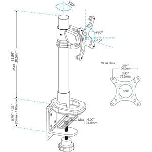 StarTech.com Single Monitor Desk Mount, Height Adjustable Monitor Mount, Up to 30" (30.9lb/14kg) VESA Mount Monitors, Desk/Grommet Mount - Height Adjustable - 1 Display(s) Supported - 30.5 cm to 86.4 cm (34") Screen Support - 14 kg Load Capacity - 100 x 1 IM2902479