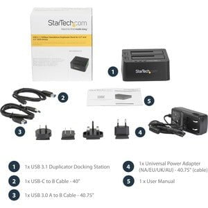 StarTech.com Standalone Hard Drive Duplicator, External Dual Bay HDD/SSD Cloner/Copier, USB 3.1 to SATA Drive Docking Station, Disk Cloner - Standalone - 1 x Source Drive(s) Supported - 1 x Destination Drive(s) Supported - Serial ATA/600 Drive Interface IM3260074