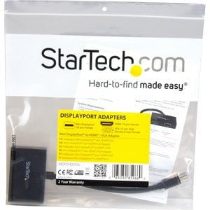 StarTech.com Travel A/V Adapter: 2-in-1 Mini DisplayPort to HDMI or VGA Converter - 1 Pack - 1 x 20-pin Mini DisplayPort Digital Audio/Video - Male - 1 x 19-pin HDMI Digital Audio/Video - Female, 1 x 15-pin HD-15 - Female - Black IM2865516