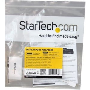 StarTech.com Travel A/V Adapter - 2-in-1 Mini DisplayPort to HDMI or VGA Converter - White - 1 Pack - 1 x 20-pin Mini DisplayPort Digital Audio/Video - Male - 1 x 15-pin HD-15 - Female, 1 x 19-pin HDMI Digital Audio/Video - Female - White IM2894955