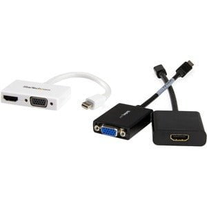 StarTech.com Travel A/V Adapter - 2-in-1 Mini DisplayPort to HDMI or VGA Converter - White - 1 Pack - 1 x 20-pin Mini DisplayPort Digital Audio/Video - Male - 1 x 15-pin HD-15 - Female, 1 x 19-pin HDMI Digital Audio/Video - Female - White IM2894955