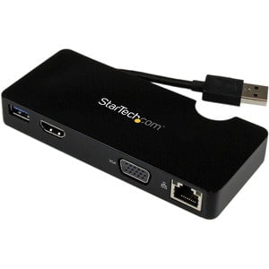 StarTech.com Travel Docking Station for Laptops - HDMI or VGA -USB 3.0 - for Notebook - USB - 2 x USB Ports - 2 x USB 3.0 - Network (RJ-45) - Black - Wired - Mac OS X 13.0 Ventura IM2902562