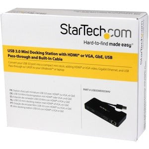 StarTech.com Travel Docking Station for Laptops - HDMI or VGA -USB 3.0 - for Notebook - USB - 2 x USB Ports - 2 x USB 3.0 - Network (RJ-45) - Black - Wired - Mac OS X 13.0 Ventura IM2902562