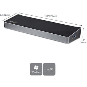 StarTech.com Triple Monitor USB 3.0 Docking Station for Laptops - Mac & Windows - USB Fast Charge Port - Up to 4K - USB3DOCKH2DP - 4K USB docking station supports 4K on one display - Triple display docking station has fast-charge port - USB 3.0 docking st IM3022395