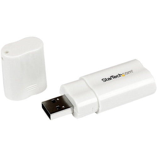 StarTech.com USB 2.0 to Audio Adapter - Sound card - stereo - Hi-Speed USB - 1 x Type A USB 2.0 USB Male - 1 x Mini-phone Audio In Female, 1 x Mini-phone Audio Out Female - White - TAA Compliant IM1595220