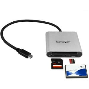 StarTech.com USB 3.0 Flash Memory Multi-Card Reader / Writer with USB-C - SD microSD and CompactFlash Card Reader w/ Integrated USB-C Cable - SD, SDHC, SDXC, microSDHC - USB Type CExternal - 1 Pack IM3418941