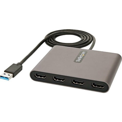 StarTech.com USB 3.0 to 4 HDMI Adapter, External Graphics Card, 1080p, USB Type-A to Quad HDMI Monitor Display Adapter/Converter, Windows - 1 Pack - 1 x 9-pin Type A USB 3.0 USB Male - 4 x HDMI Digital Audio/Video Female - 1920 x 1080 Supported - Space Gr IM5325684