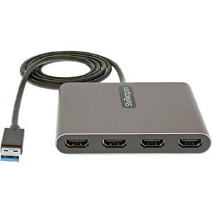 StarTech.com USB 3.0 to 4 HDMI Adapter, External Graphics Card, 1080p, USB Type-A to Quad HDMI Monitor Display Adapter/Converter, Windows - 1 Pack - 1 x 9-pin Type A USB 3.0 USB Male - 4 x HDMI Digital Audio/Video Female - 1920 x 1080 Supported - Space Gr IM5325684