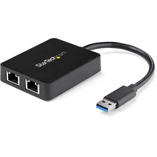 StarTech.com USB 3.0 to Dual Port Gigabit Ethernet Adapter NIC w/ USB Pass-Through - USB - 2 Port(s) - 2 x Network (RJ-45) - Twisted Pair - 10/100/1000Base-T - Desktop IM2458254