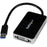 StarTech.com USB 3.0 to DVI External Video Card Multi Monitor Adapter with 1-Port USB Hub â€" 1920x1200 - 1 Pack - 1 x 9-pin Type A USB 3.0 USB Male - 1 x 29-pin DVI-I VGA Female, 1 x 9-pin Type A USB 3.0 USB Female - 1920 x 1200 Supported - Black - TAA C IM2408521