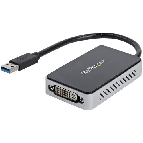 StarTech.com USB 3.0 to DVI External Video Card Multi Monitor Adapter with 1-Port USB Hub â€" 1920x1200 - 1 Pack - 1 x 9-pin Type A USB 3.0 USB Male - 1 x 29-pin DVI-I VGA Female, 1 x 9-pin Type A USB 3.0 USB Female - 1920 x 1200 Supported - Black - TAA C IM2408521