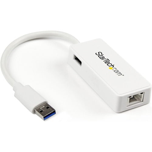 StarTech.com USB 3.0 to Gigabit Ethernet Adapter NIC w/ USB Port - White - USB - 1 Port(s) - 1 x Network (RJ-45) - Twisted Pair - 10/100/1000Base-T - Desktop IM2485499