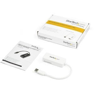 StarTech.com USB 3.0 to Gigabit Ethernet Adapter NIC w/ USB Port - White - USB - 1 Port(s) - 1 x Network (RJ-45) - Twisted Pair - 10/100/1000Base-T - Desktop IM2485499