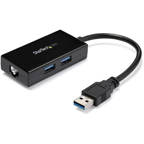 StarTech.com USB 3.0 to Gigabit Network Adapter with Built-In 2-Port USB Hub - USB 3.0 - 3 Port(s) - 1 - Twisted Pair - 10/100/1000Base-T - Desktop IM3022393