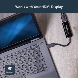 StarTech.com USB 3.0 to HDMI Adapter, 1080p Slim USB to HDMI Display Adapter Converter for Monitor, External Graphics Card, Windows Only - 1 Pack - 1 x 9-pin Type A USB 3.0 USB Male - 1 x 19-pin HDMI Digital Audio/Video Female - 1920 x 1200 Supported - Bl IM2560947