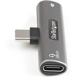 StarTech.com USB C Audio & Charge Adapter, USB-C Audio Adapter, USB C Audio Headset Port and USB Type-C PD Charger, For USB-C Phone/Tablet - 1 x 24-pin USB Type C USB 2.0 Powered USB Male - 1 x 24-pin USB Type C USB 2.0 Powered USB Female, 1 x 24-pin Type IM5275978