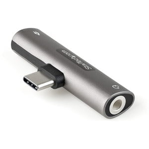 StarTech.com USB C Audio & Charge Adapter, USB-C Audio Adapter with 3.5mm Headset Jack and USB Type-C PD Charging, For USB-C Phone/Tablet - 1 x 24-pin USB Type C Powered USB Male - 1 x 24-pin USB Type C Powered USB Female, 1 x Mini-phone Audio Female - Si IM5231873