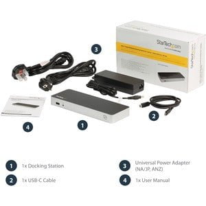 StarTech.com USB C Dock - 4K Dual Monitor HDMI & DisplayPort USB Type-C Docking Station - 60W Power Delivery, SD, 4-port USB 3.0 Hub, GbE - 5 x USB Ports - 5 x USB 3.0 - USB Type-C - Network (RJ-45) - HDMI - DisplayPort - Audio Line Out - Microphone - Thu IM4200226