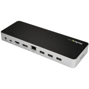StarTech.com USB C Dock - 4K Dual Monitor HDMI & DisplayPort USB Type-C Docking Station - 60W Power Delivery, SD, 4-port USB 3.0 Hub, GbE - 5 x USB Ports - 5 x USB 3.0 - USB Type-C - Network (RJ-45) - HDMI - DisplayPort - Audio Line Out - Microphone - Thu IM4200226