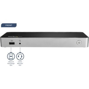 StarTech.com USB C Dock - 4K Dual Monitor HDMI & DisplayPort USB Type-C Docking Station - 60W Power Delivery, SD, 4-port USB 3.0 Hub, GbE - 5 x USB Ports - 5 x USB 3.0 - USB Type-C - Network (RJ-45) - HDMI - DisplayPort - Audio Line Out - Microphone - Thu IM4200226