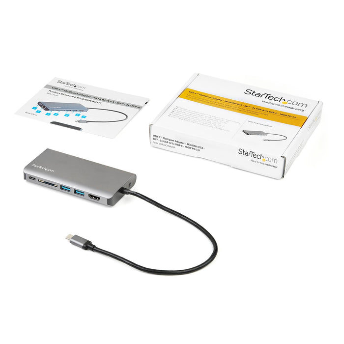 Startech.com USB-C Multiport Adapter, 4K HDMI, VGA Mini Dock, 3x USB, SD DDDKT30CHVAUSP