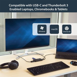 StarTech.com USB C Multiport Adapter for Laptops - Power Delivery - 4K HDMI - GbE - USB 3.0 - for Chromebook, Monitor, Workstation, MacBook - Black - Mac OS X 13.0 Ventura - TAA Compliant IM3390059