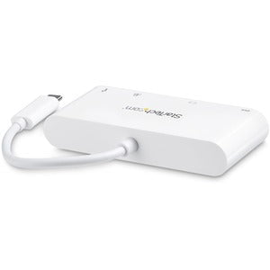 StarTech.com USB-C Multiport Adapter for Laptops - Power Delivery - DVI - GbE - USB 3.0 - for Notebook - 60 W - USB Type C - 1 Displays Supported - 1920 x 1200 - 2 x USB Ports - 2 x USB 3.0 - USB Type-A - USB Type-C - Network (RJ-45) - DVI - White - Thund IM3657876
