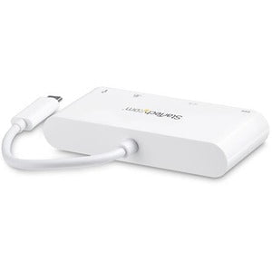 StarTech.com USB-C Multiport Adapter for Laptops - Power Delivery - DVI - GbE - USB 3.0 - for Notebook - 60 W - USB Type C - 1 Displays Supported - 1920 x 1200 - 2 x USB Ports - 2 x USB 3.0 - USB Type-A - USB Type-C - Network (RJ-45) - DVI - White - Thund IM3657876