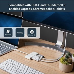 StarTech.com USB-C Multiport Adapter for Laptops - Power Delivery - DVI - GbE - USB 3.0 - for Notebook - 60 W - USB Type C - 1 Displays Supported - 1920 x 1200 - 2 x USB Ports - 2 x USB 3.0 - USB Type-A - USB Type-C - Network (RJ-45) - DVI - White - Thund IM3657876