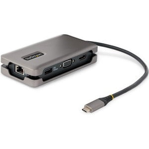 StarTech.com USB-C Multiport Adapter, HDMI/VGA, 4K 60Hz, 3-Port USB Hub, 100W PD Pass-Through, GbE, Mini Docking Station, 1ft/30cm Cable - USB-C multiport adapter with single monitor 4K 60Hz HDMI 2.0b HDR10 or 1080p VGA video via DP 1.4 Alt Mode - Travel IM5728264