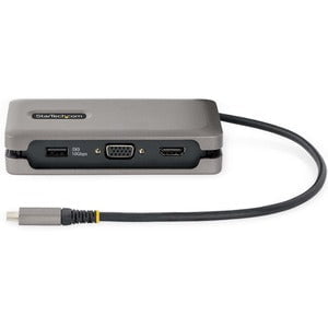 StarTech.com USB-C Multiport Adapter, HDMI/VGA, 4K 60Hz, 3-Port USB Hub, 100W PD Pass-Through, GbE, Mini Docking Station, 1ft/30cm Cable - USB-C multiport adapter with single monitor 4K 60Hz HDMI 2.0b HDR10 or 1080p VGA video via DP 1.4 Alt Mode - Travel IM5728264