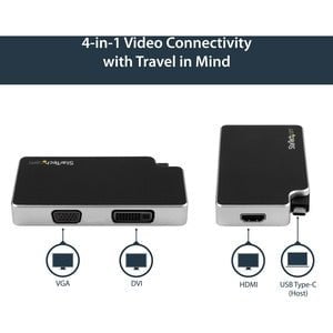 StarTech.com USB C Multiport Adapter - UHD 4K - USB C to VGA / DVI / HDMI - USB C Adapter - macOS 10.12.6 or later is required for your MacBook to support this product - Keep the adapter while traveling to connect to most displays - Works w/ USB-C laptops IM3502285