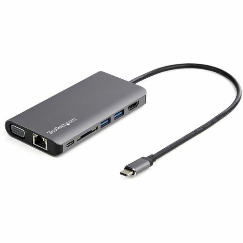 StarTech.com USB C Multiport Adapter - USB-C Mini Travel Dock w/ 4K HDMI or 1080p VGA - 100W PD Pass-Through, 3x USB, SD, GbE, Audio - 1 Pack - Black IM4831048