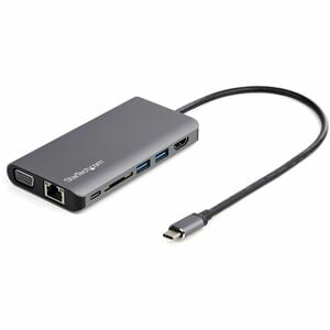 StarTech.com USB C Multiport Adapter - USB-C Mini Travel Dock w/ 4K HDMI or 1080p VGA - 100W PD Pass-Through, 3x USB, SD, GbE, Audio - 1 Pack - Black IM4831048
