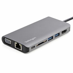 StarTech.com USB C Multiport Adapter - USB-C Mini Travel Dock w/ 4K HDMI or 1080p VGA - 100W PD Pass-Through, 3x USB, SD, GbE, Audio - 1 Pack - Black IM4831048