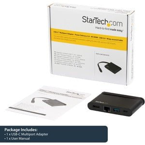 StarTech.com USB-C Multiport Adapter with HDMI - 1xA - 1xC - 100W PD 3.0 - for Notebook/Monitor - 100 W - USB Type C - 3 x USB Ports - 3 x USB 3.0 - USB Type-C - Network (RJ-45) - HDMI - Wired - ChromeOS IM4322855