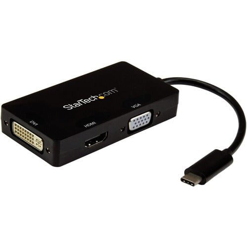 StarTech.com USB-C Multiport Video Adapter - 3-in-1 USB Type-C Video Adapter - USB-C to VGA, DVI, HDMI - 4K 30 Hz - CDPVGDVHDBP - 3-IN-1 USB C Adapter: USB C to VGA Adapter USB C to DVI Adapter or USB-C to HDMI Adapter - 4K USB-C multiport adapter - Porta IM3695898